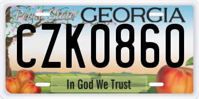 GA license plate CZK0860