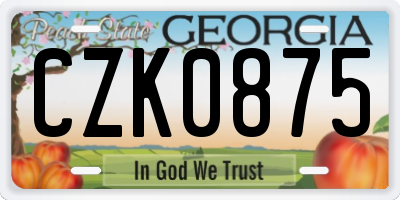 GA license plate CZK0875