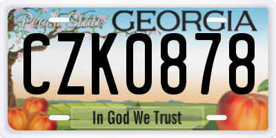 GA license plate CZK0878
