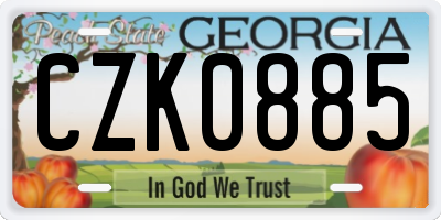 GA license plate CZK0885