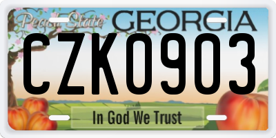 GA license plate CZK0903