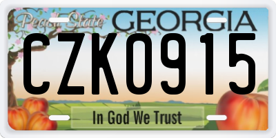 GA license plate CZK0915