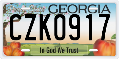 GA license plate CZK0917
