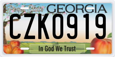 GA license plate CZK0919