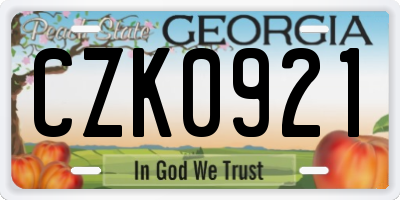 GA license plate CZK0921