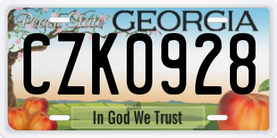GA license plate CZK0928