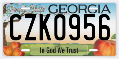 GA license plate CZK0956
