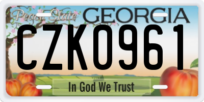 GA license plate CZK0961