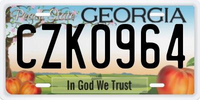 GA license plate CZK0964