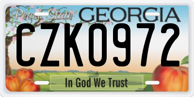 GA license plate CZK0972