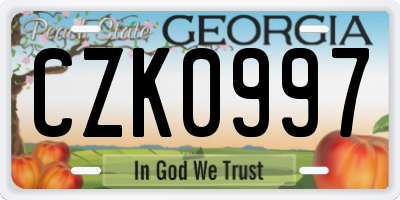 GA license plate CZK0997