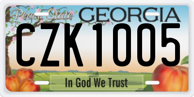 GA license plate CZK1005
