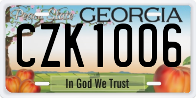 GA license plate CZK1006