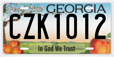 GA license plate CZK1012