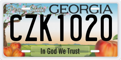 GA license plate CZK1020