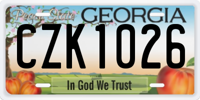 GA license plate CZK1026