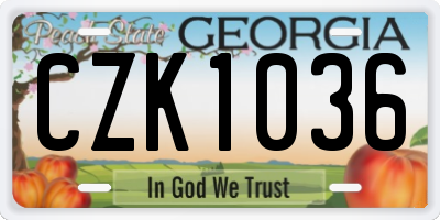 GA license plate CZK1036