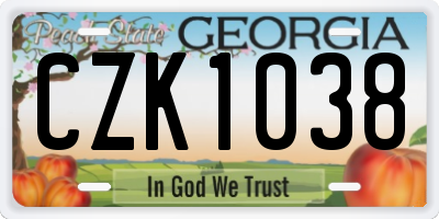 GA license plate CZK1038