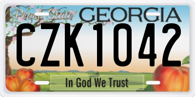 GA license plate CZK1042