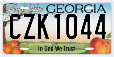 GA license plate CZK1044