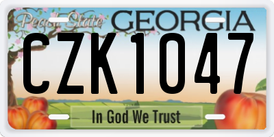 GA license plate CZK1047