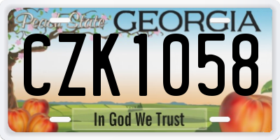 GA license plate CZK1058