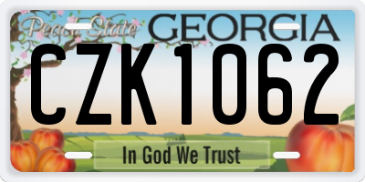 GA license plate CZK1062