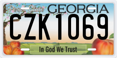 GA license plate CZK1069
