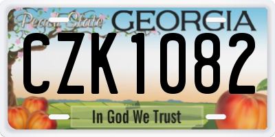 GA license plate CZK1082