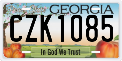 GA license plate CZK1085
