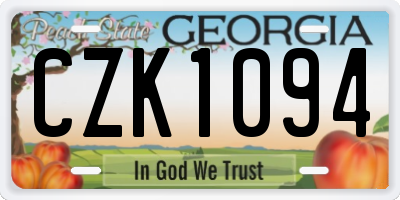 GA license plate CZK1094