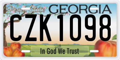 GA license plate CZK1098
