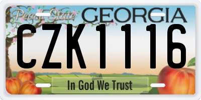 GA license plate CZK1116