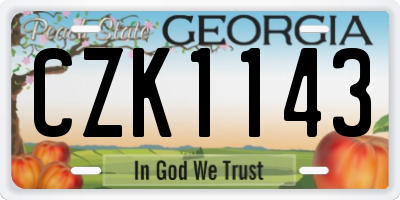 GA license plate CZK1143