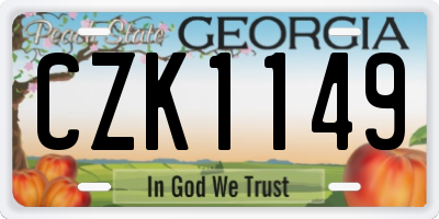 GA license plate CZK1149