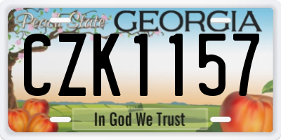 GA license plate CZK1157