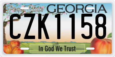 GA license plate CZK1158
