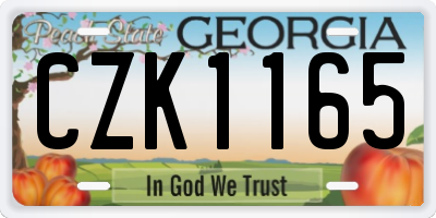 GA license plate CZK1165