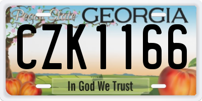 GA license plate CZK1166