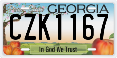 GA license plate CZK1167
