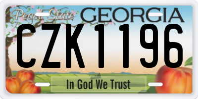 GA license plate CZK1196