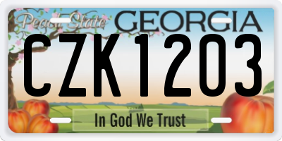 GA license plate CZK1203