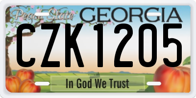 GA license plate CZK1205