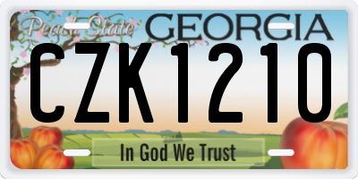 GA license plate CZK1210