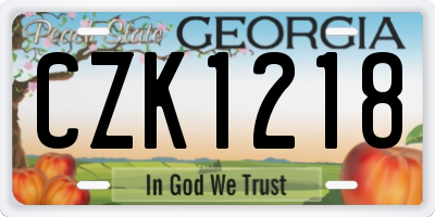 GA license plate CZK1218