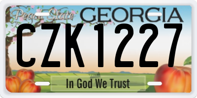 GA license plate CZK1227