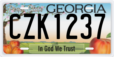 GA license plate CZK1237