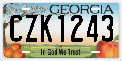GA license plate CZK1243