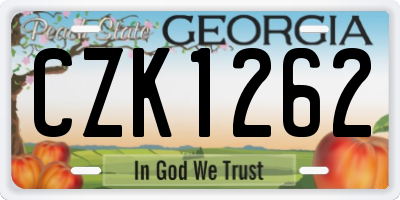 GA license plate CZK1262