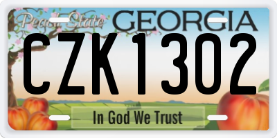 GA license plate CZK1302